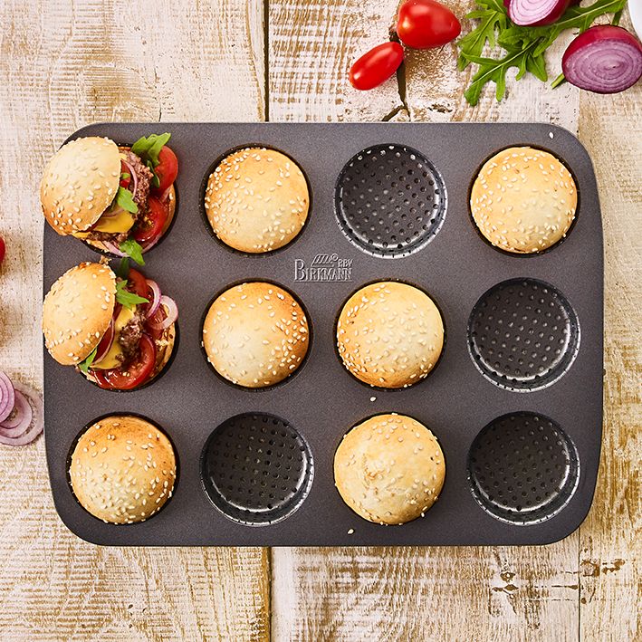 Mini Burger Brötchen Backform für 12 Brötchen Ø 5,5 cm