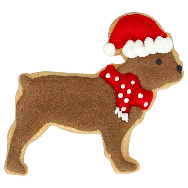 Ausstecher Weihnachtsbulldogge ca. 6cm mit Innenprägung Edelstahl