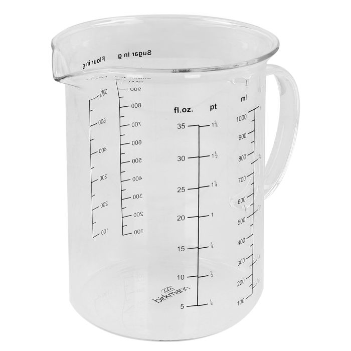 Messbecher aus Glas für verschiedene Zutaten 1 Liter