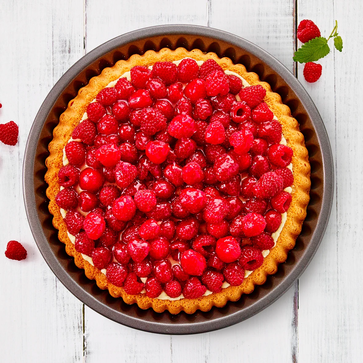 Obstbodenform  Ø 30 cm mit gerippten Rand, Boden vertieft ,