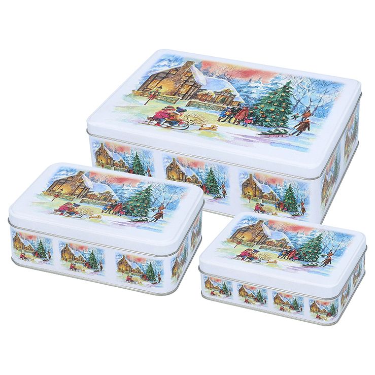 Gebäckdosen-Set Weihnachtsabend - 3 praktische Plätzchendosen